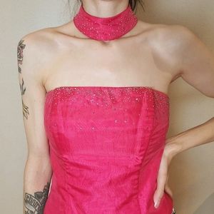 Vintage Y2K corset hot pink top